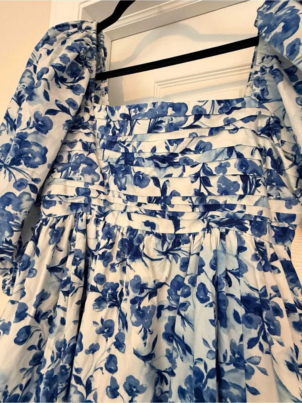 Abercrombie &Fitch Blue Floral Puff-Sleeve Women’s Dress - Picture 5 of 6